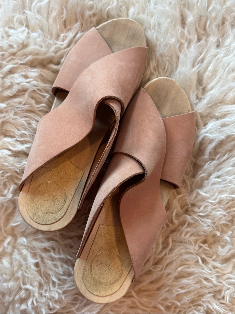 Women's No. 6 Blush Sueded Leather Clog Wedge Sandal